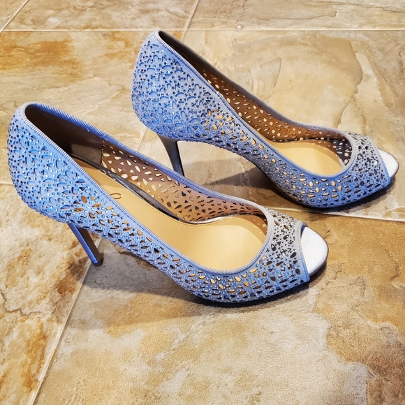 Badgley Mischka Jewel Tammi Satin Peep Toe Pump - Picture 3 of 5